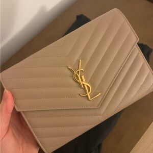Saint Laurent Cassandre Matelasse Flap Pouch Wristlet